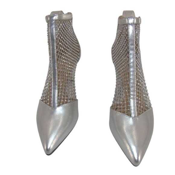 NEW Charles by Charles David Arnie Bling Sliver Mesh Metallic Booties Size 7 - Picture 7 of 9